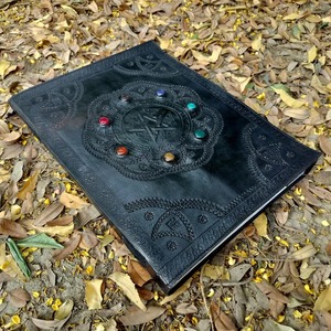 Personalizado Extra Grande A5 Espiral Diario Pentagrama Siete Piedra Organizador de cuero Logotipo personalizado Sillín Costura Embalaje de regalo - Product Image 5