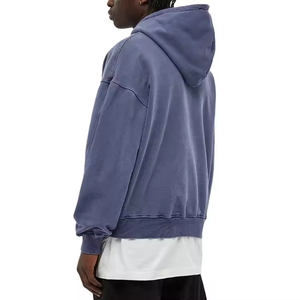 Sudadera con capucha cuadrada recortada para hombre de rizo francés de gran tamaño Estilo de moda sin cordón sudaderas con capucha lisas - Product Image 3