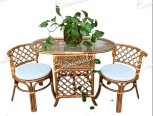 Meubles de jardin en rotin et minimaliste moderne 3 pièces, ensembles de table et de chaises d'extérieur pour ferme, restaurant, hôtel, salon - Product Image 3