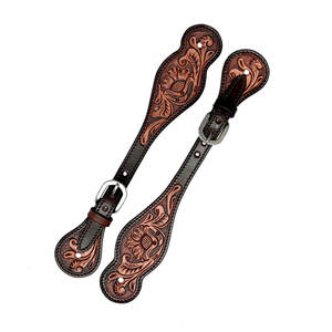 Correas de Espuela de Cuero de Dos Tonos de Primera Calidad, Ajustables, de una Sola Capa, Estilo Occidental, para Hombres y Mujeres, Accesorios Ecuestres - Product Image 4