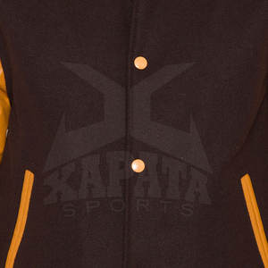 Veste en cuir de laine légère élégante de style Letterman pour hommes avec col montant et bouton recouvert de la saison d'hiver - Product Image 6