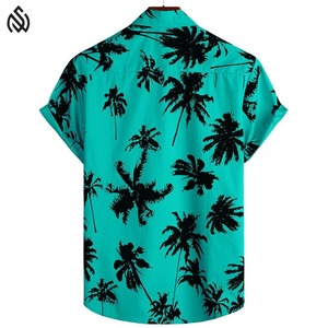 Camisas hawaianas holgadas de manga corta a rayas de lino y algodón con estampado étnico para hombre de verano personalizadas de alta calidad - Product Image 2