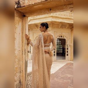 Costume Palazzo Indo-Occidental à Trois Pièces Brodé à la Main avec Séquence Tendance, Tissu Chinon, Vêtement de Fête pour Femmes, Robe Festive - Product Image 4