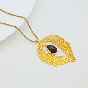 Vente en gros de cristaux de pierre naturelle de pierre précieuse cristal artisanal noir obsidienne onyx ailes d'ange pendentif en laiton pour la guérison cadeau unisexe - Product Image 4