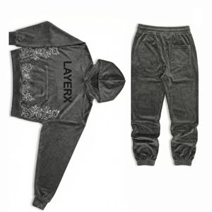 Ensemble de survêtement pour femme 2026, à capuche, uni, en velours 300 g/m², léger, avec strass, velours côtelé, pantalon court ample à chevilles pour streetwear - Product Image 3