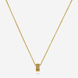 Pendentif en argent 92,5 avec chaîne, géométrique, plaqué rhodium, orné de zircon et de perle, or rose, bijoux de fiançailles tendance - Product Image 1