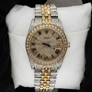 Montre Jubilee Style Date Just Moissanite 36 MM, bracelet en acier inoxydable doré, tendance pour homme, idéale pour les occasions spéciales - Product Image 1