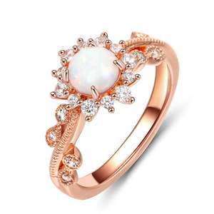 Jeulia Vintage <b>Opal</b> Rose Gold Plated Sterling <b>Silver</b> Engagement <b>Ring</b> - Product Image 3