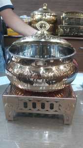 Compre un plato de frotamiento con tapa, diseño clásico, acabado dorado, hecho de metal, plato de frotamiento para servir alimentos - Product Image 4