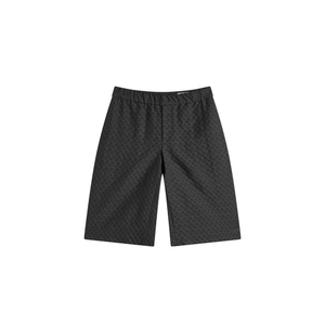 Luxury Black Solid <b>Elastic</b> Waist Quick Dry Unisex Jacquard Shorts Make a Statement for Casual Wear - Product Image 1