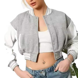 Chaquetas de Invierno, Ropa Urbana, Chaquetas Cortas de Béisbol Lisas, Chaquetas Varsity Personalizadas con Logotipo para Mujer - Product Image 1