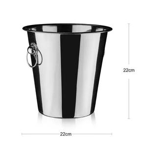 Nuevo cubo de hielo ovalado de acero inoxidable con asas de cuero marrón utilizado para contenedor de hielo y enfriador de vino - Product Image 2