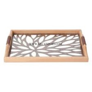 Juego de 2 bandejas para servir comida únicas hechas a mano de madera natural de diferentes tamaños bandejas para servir comida para suministro al por mayor - Product Image 2