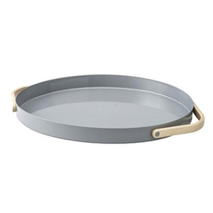 Plateau de service en métal gris avec poignée de forme ronde pour la maison et l'hôtel plateaux de service de table pour aliments et boissons - Product Image 1