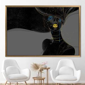 Printed Canvas: Modern Shimmery African Woman Art,1P:Gold <b>Framed</b> - Product Image 1