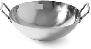 กระทะสแตนเลส Kadai ของอินเดียกระทะ Paella พร้อมที่จับสำหรับทำอาหารและเสิร์ฟ - Product Image 6