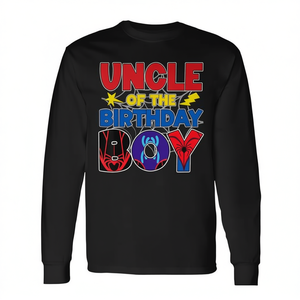 T-shirt a maniche lunghe coordinata per la famiglia a tema ragno, per zio e bambino di compleanno, personalizzabile per promozioni - Product Image 2