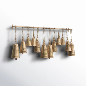 AK ระฆังโลหะทองเหลืองสำหรับตกแต่งคริสต์มาสชุดโบราณ12ชิ้นพร้อมเชือกแขวนที่ไม่เหมือนใครสำหรับเครื่องประดับคริสต์มาส - Product Image 2