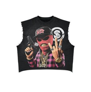 Fabricación personalizada con logotipo personalizado Streetwear Vintage calidad serigrafía camisetas DTF/DTG peso pesado diamantes de imitación camisetas para hombres - Product Image 5