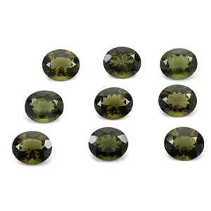 타원형 7x5mm Moldavite Unheated 면 처리 된 좋은 품질 천연 느슨한 보석 보석 소재 느슨한 보석을 배송 준비