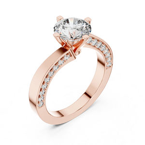 แหวนหยดน้ำเพชรทรงกลมสีเหลืองทอง 14K สำหรับผู้หญิง |   เครื่องประดับเจ้าสาว |   เพชรที่เพาะเลี้ยงใหม่ - Product Image 6