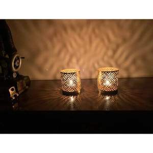 Bougeoir à tête unique en aluminium à thème établi support de bougeoir conique avec votive en verre transparent - Product Image 3