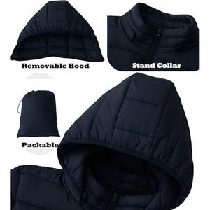 Veste matelassée légère et écologique pour femme, à capuche, pliable, rembourrée de coton, chaude, pour les voyages d'hiver, les activités de plein air et les tenues décontractées - Product Image 5