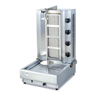 Acier inoxydable 4 brûleurs Moyen-Orient Gaz Poulet Viande Barbecue Rotatif Doner Kebab Grill Shawarma Machine