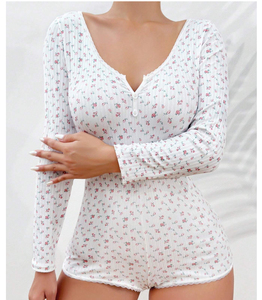 Mono de verano personalizado para mujer, pijama de una pieza, mono sexy para mujer, mono con estampado de cerezas, ropa de dormir para mujer - Product Image 6