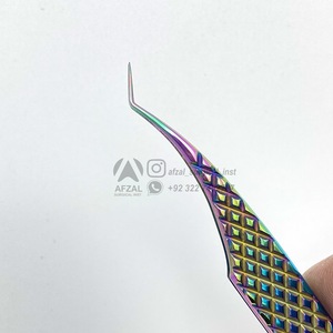 Pinzas de pestañas largas Rainbow Diamond Grip Pinzas de extensión de pestañas de acero inoxidable/pinzas extensión de pestañas - Product Image 4