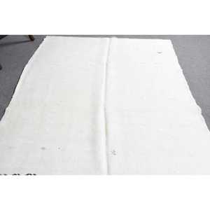 Alfombra Vintage Grande de 5.4x8.6 pies (165x262 cm), Alfombra Turca Kilim a Cuadros Blancos - Product Image 4