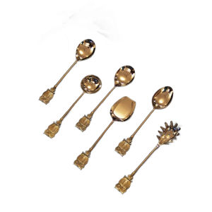 Colección brillante Estilo lujoso comprar en línea Espejo dorado Cuchara pulida Utensilios DE SERVICIO DE METAL Cucharón Servidor de arroz y ensalada - Product Image 1