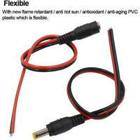 Câble Pigtail 5,5x2,1 mm Mâle-Femelle 12V DC 5A RF IP67 pour Caméra CCTV, PCB, FPC, Système Solaire UHF