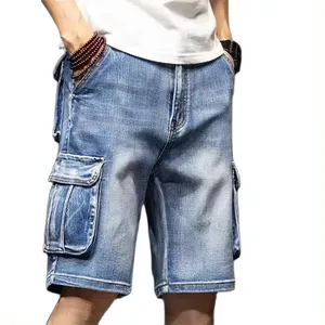 Hot Summer High Quality baggi Jeans men Fit Baggy Jeans Short Dark Denim Shorts with Pocket for men