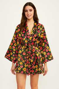 Ensemble de nuit pour femmes 3 pièces pyjama à fleurs avec haut pantalon - Product Image 5