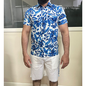 Luxury Quality 100% Cotton Men's <b>Shirts</b> Clothing Breathable Short Sleeve Cord Set OEM Wholesale Manufacture Service - Product Image 1