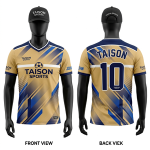 Maillot de football pour homme 180 GSM en polyester interlock, design à panneaux dégradés bleus, impression par sublimation, transfert thermique, logo personnalisé - Product Image 4