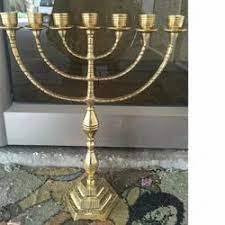 menorah candle stick Stylish Brass Menorah Candle Holder Jewish Hanukkah <b>Lamp</b> Decorative Candle Stand Elegant Home Accent - Product Image 6