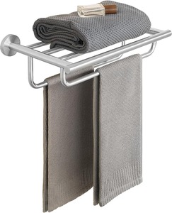 Porte-serviettes mural en métal argenté Accessoires de salle de bain modernes Porte-serviettes décoratif Porte-serviettes élégant pour salle de bain - Product Image 3