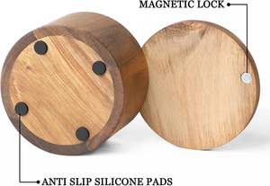 Acacia Wood Eco-Friendly Foldable <b>Spice</b> <b>Box</b> with Swivel Lid and Built-in Spoon <b>Masala</b> <b>Dabba</b> <b>Spice</b> Organizer for Kitchen - Product Image 4