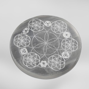 Cristal de piedra curativa natural 7 Chakra símbolo selenita conjunto pulido siete Chakras losa de selenita para Decoración - Product Image 6