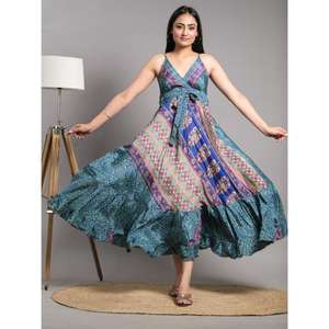 Vestido vintage de seda, vestido de verano para mujer, vestido sin espalda, ropa de playa - Product Image 4