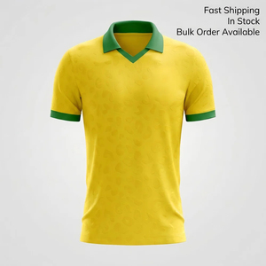 Maillot de football vintage personnalisé, style rétro, à col, manches courtes, en polyester, imprimé drapeau, pour l'été, anti-humidité, pour les fans - Product Image 1