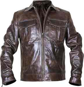 Veste en cuir pour homme en cuir de vache véritable 100% cuir, rembourrage en coton, longueur régulière, respirante, imperméable, 2026 - Product Image 6