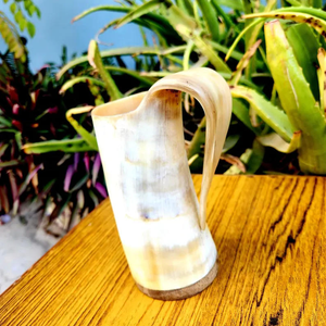 Mug en corne naturelle fait à la main, design vintage et personnalisé, écologique, 500 ml, vaisselle en PC pour le café et les fêtes, taille personnalisable - Product Image 2