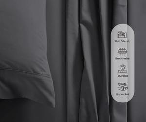 ชุดผ้าปูที่นอนหรูหรา 300 เส้นด้าย ขนาดควีนไซส์ 4 ชิ้น สีเทาอ่อน เนื้อผ้านุ่มลื่นเพื่อความสบายในบ้าน มีจำหน่ายในปริมาณมาก - Product Image 3