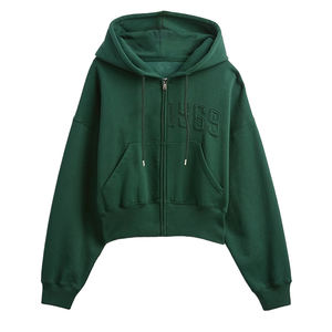 Sweat-shirt à capuche en molleton doublé 100% coton avec fermeture éclair intégrale et logo personnalisé, style classique, décontracté, pour tous les jours, fabricant OEM/ODM - Product Image 2