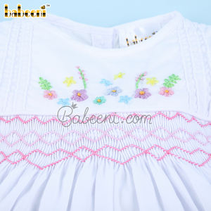 Vestido de flores hermosas geométricas para niña pequeña, OEM ODM, bordado personalizado, fabricante al por mayor, BB3098 - Product Image 3