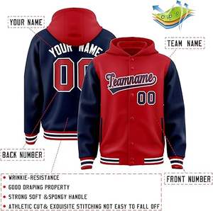 แจ็กเก็ตเลตเตอร์แมนผ้าขนสัตว์ของผู้ชายปรับแต่งได้เสื้อแนวสตรีทเสื้อมีฮู้ดแบบมีโลโก้ XL - Product Image 3