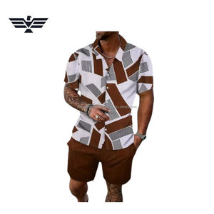 Conjunto de Camisa y Pantalones Cortos Ligeros con Estampado Tropical Personalizado para Hombre, Atuendo Casual de Playa para Verano, Pantalones Cortos con Logotipo Frontal - Product Image 2